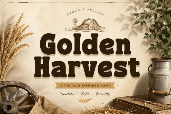 Golden Harvest Typeface for Rustic Branding